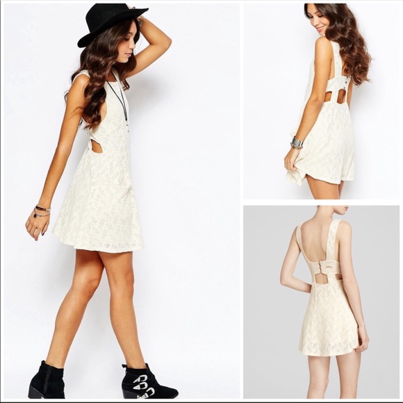 Free People Dresses & Skirts - Free People Lace Poppy Mini Dress in Tea Large 011